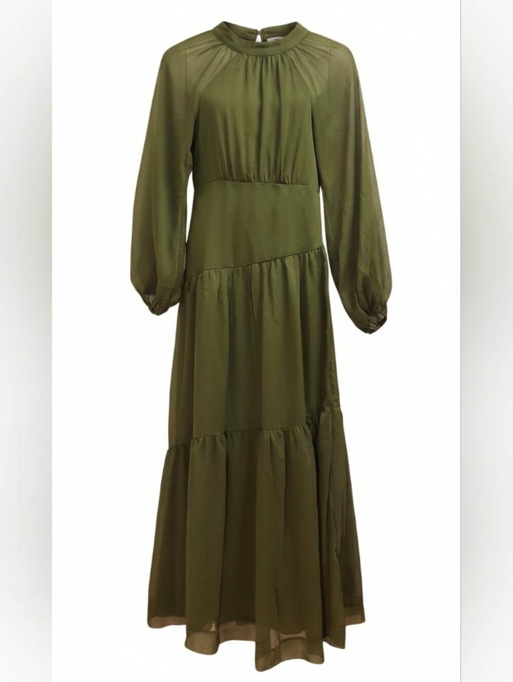 Petal & Pup Olive Maxi Dress with Balloon Sleeves